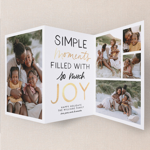 Modern Family Grid Holiday Card, White, Trifold, Holiday, Pearl Shimmer Cardstock, White