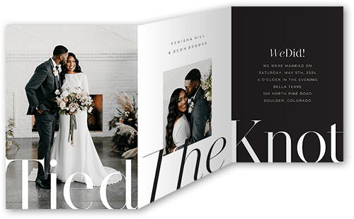 Modern Black And White Wedding Announcement, Black, Trifold, Matte, Folded Smooth Cardstock