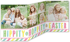 hippity hoppity stripes easter card 5x7 trifold