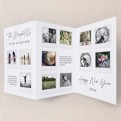 Memory Lane Review New Year's Card, White, Trifold, New Year, Matte, Folded Smooth Cardstock, White
