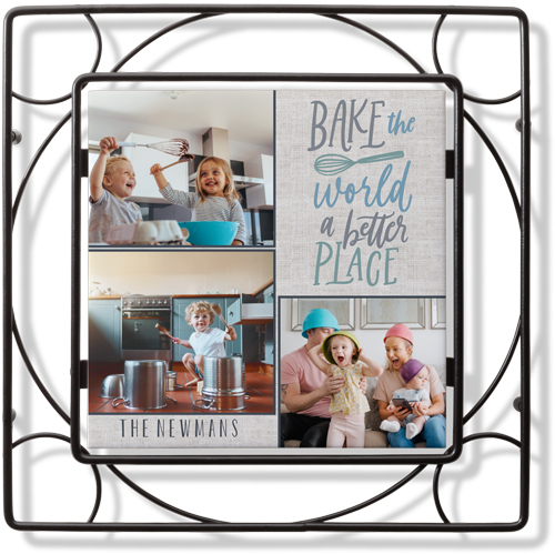 Bake a Better Place Trivet, Ceramic, Gray