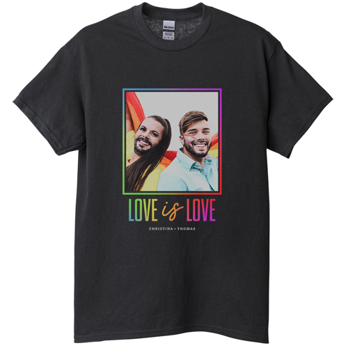 Love and Pride T-shirt, Adult (S), Black, Customizable front & back, Black