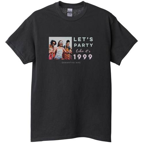 Party Gallery of One T-shirt, Adult (S), Black, Customizable front, White