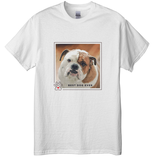 Best In Show Best Dog Ever T-shirt, Adult (S), White, Customizable front & back, Brown