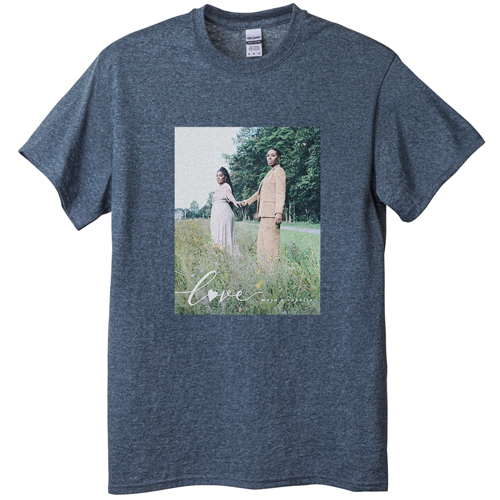Love and Heart T-shirt, Adult (S), Gray, Customizable front, White