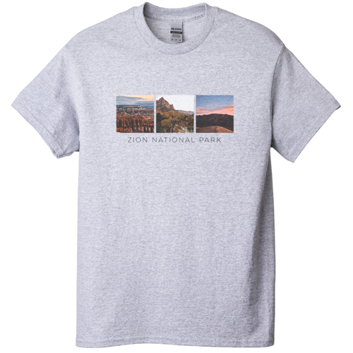 Gallery of Three Squares T-shirt, Adult (S), Gray, Customizable front & back, White