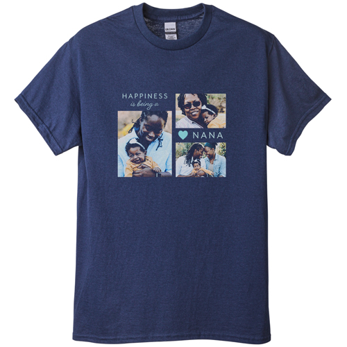 Happy Heart T-shirt, Adult (S), Navy, Customizable front & back, Blue, boardwalk