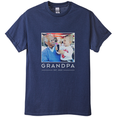 Grandpa Est T-shirt, Adult (S), Navy, Customizable front & back, Green