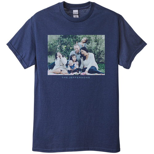 Photo Gallery Landscape T-shirt, Adult (S), Navy, Customizable front, White, white