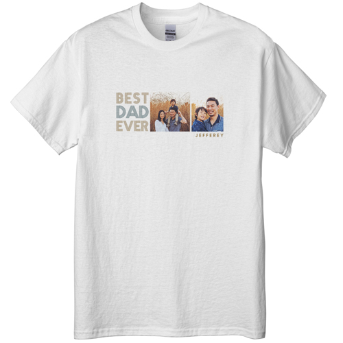 Dad is the Best T-shirt, Adult (M), White, Customizable front & back, Brown