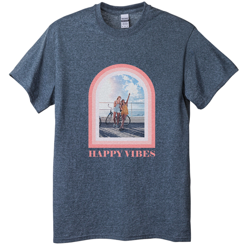 Boho Arch Border T-shirt, Adult (M), Gray, Customizable front & back, Pink, priscilla