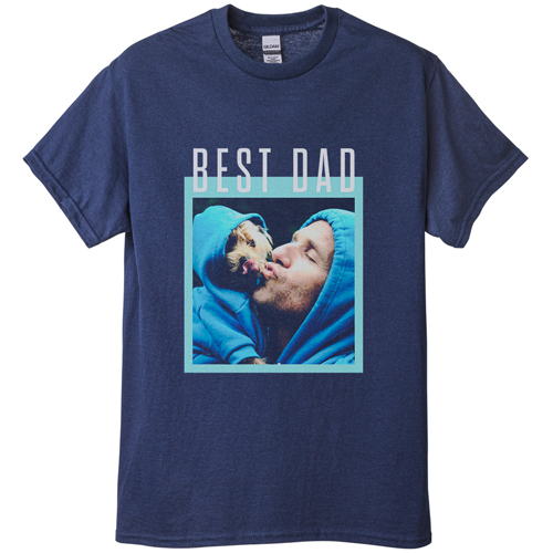 Best Dad Border T-shirt, Adult (M), Navy, Customizable front & back, Green