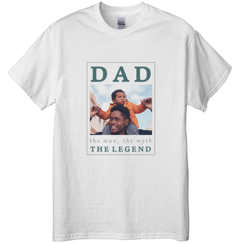 The Dad Legend T-shirt, Adult (L), White, Customizable front & back, Gray