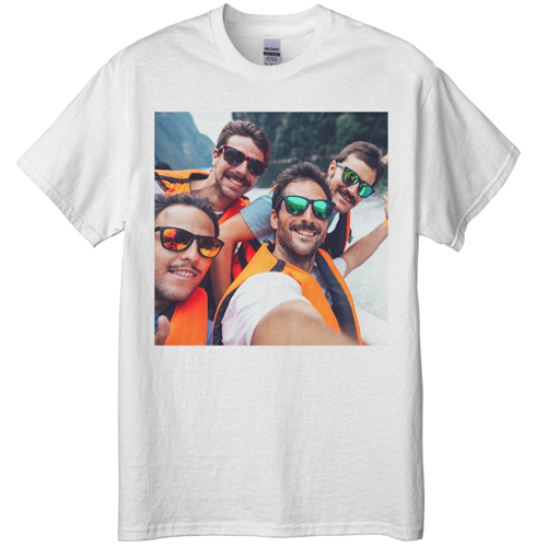 Photo Gallery Square T-shirt, Adult (L), White, Customizable front & back, White, white