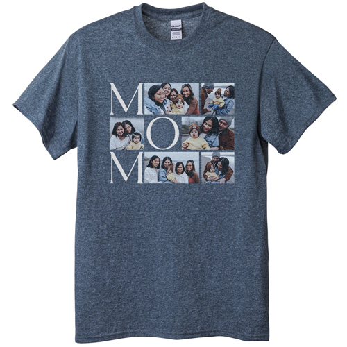 Mom's Collage T-shirt, Adult (L), Gray, Customizable front & back, Black, black