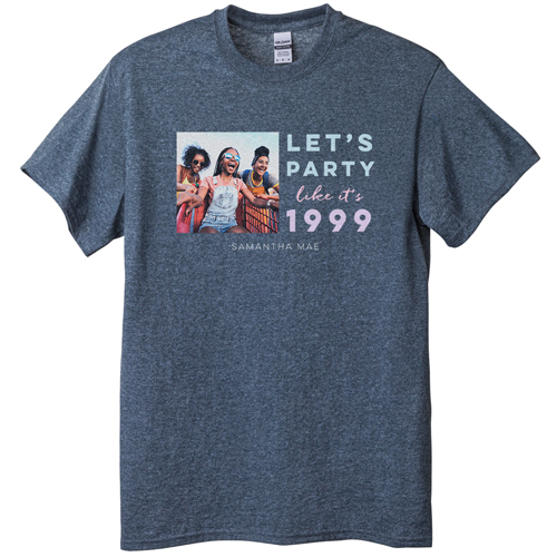 Party Gallery of One T-shirt, Adult (L), Gray, Customizable front & back, White, white