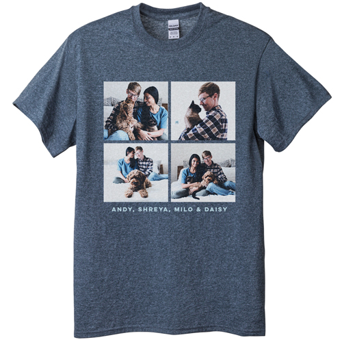 Gallery of Four T-shirt, Adult (L), Gray, Customizable front, White, white