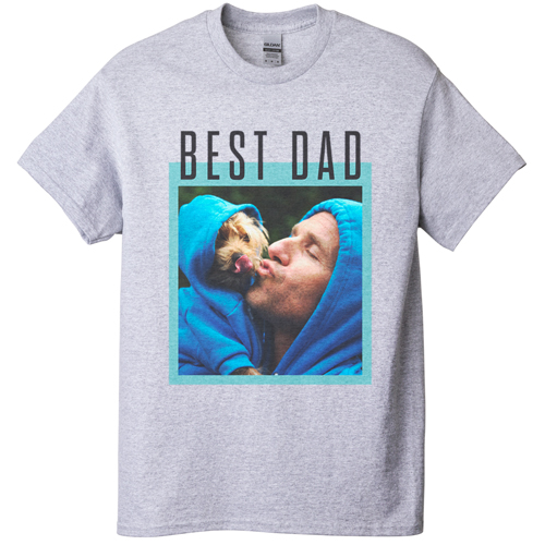 Best Dad Border T-shirt, Adult (L), Gray, Customizable front & back, Green