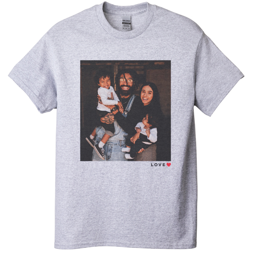 Modern Love Heart T-shirt, Adult (L), Gray, Customizable front & back, Red, bright red