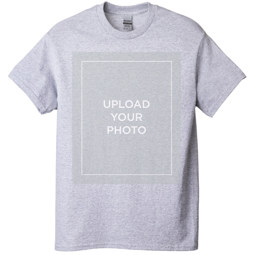 Upload Your Own Design T-shirt, Adult (L), Gray, Customizable front, White