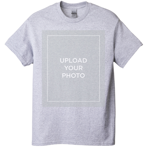 Upload Your Own Design T-shirt, Adult (L), Gray, Customizable front & back, White, white