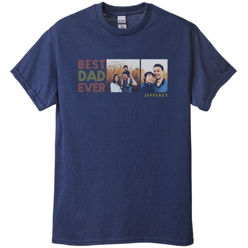 Dad is the Best T-shirt, Adult (L), Navy, Customizable front, Brown