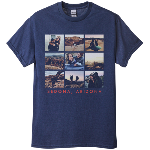 Gallery of Nine T-shirt, Adult (L), Navy, Customizable front & back, White, white