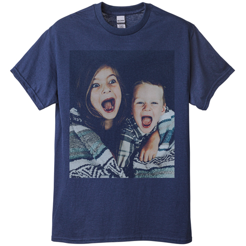Photo Gallery Portrait T-shirt, Adult (L), Navy, Customizable front, White, white