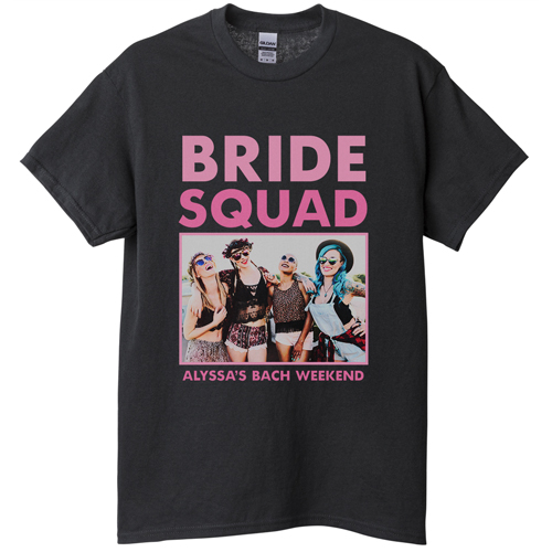 Bachelorette Squad T-shirt, Adult (XL), Black, Customizable front & back, Pink