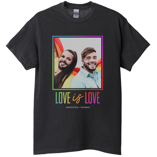 Love and Pride T-shirt, Adult (XL), Black, Customizable front, Black