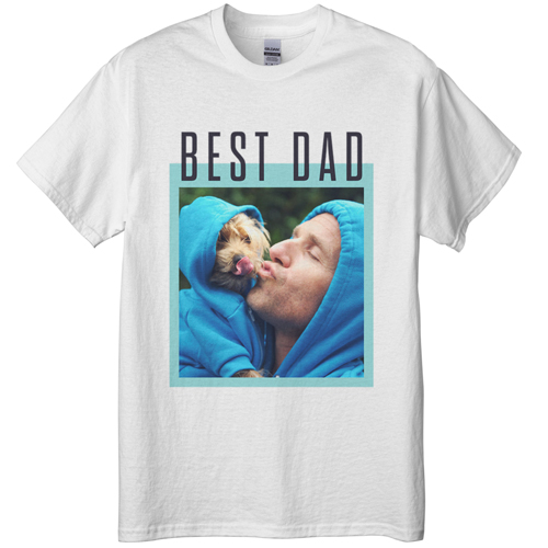 Best Dad Border T-shirt, Adult (XL), White, Customizable front & back, Green, mint