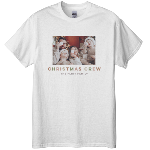 Christmas Crew T-shirt, Adult (XL), White, Customizable front & back, Gray