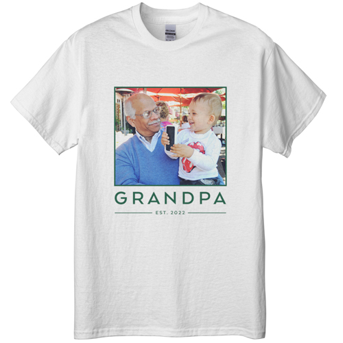 Grandpa Est T-shirt, Adult (XL), White, Customizable front, Green, forest