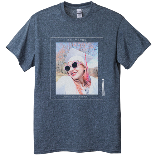 Tassel Grad T-shirt, Adult (XL), Gray, Customizable front & back, Black, black