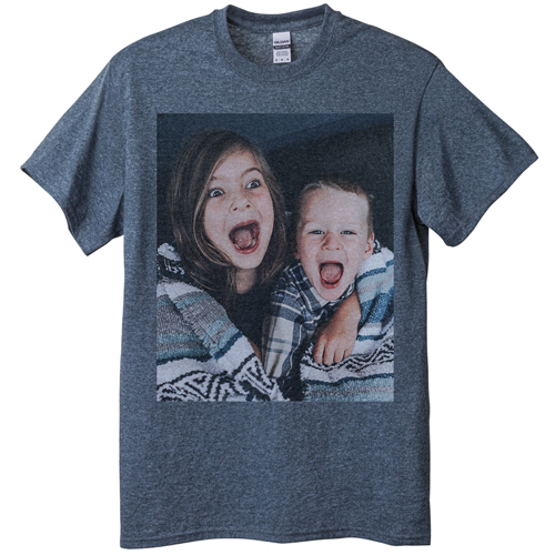 Photo Gallery Portrait T-shirt, Adult (XL), Gray, Customizable front, White