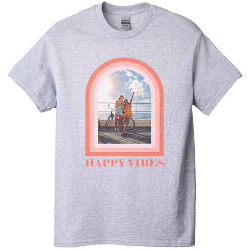 Boho Arch Border T-shirt, Adult (XL), Gray, Customizable front, Pink, priscilla