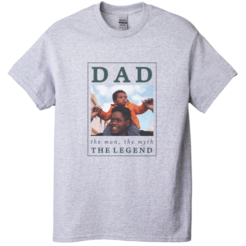 The Dad Legend T-shirt, Adult (XL), Gray, Customizable front & back, Gray, silver