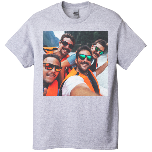 Photo Gallery Square T-shirt, Adult (XL), Gray, Customizable front, White