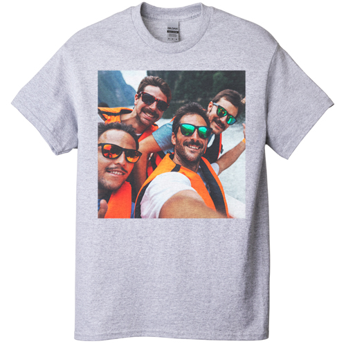 Photo Gallery Square T-shirt, Adult (XL), Gray, Customizable front, White, white