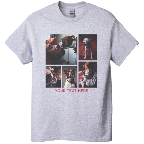 Gallery of Five T-shirt, Adult (XL), Gray, Customizable front, White, white