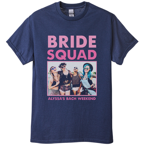 Bachelorette Squad T-shirt, Adult (XL), Navy, Customizable front, Pink
