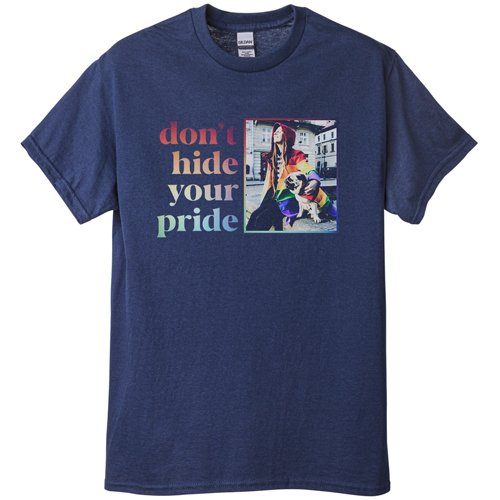 Don't Hide Your Pride T-shirt, Adult (XL), Navy, Customizable front, White