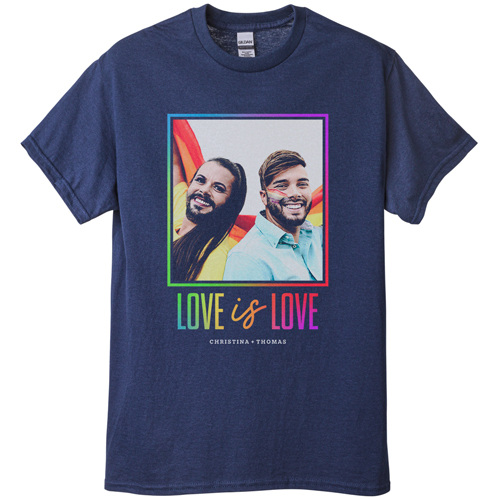 Love and Pride T-shirt, Adult (XL), Navy, Customizable front & back, Black