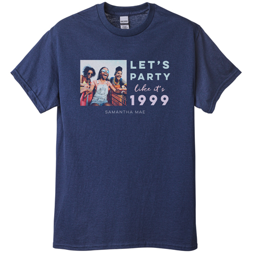Party Gallery of One T-shirt, Adult (XL), Navy, Customizable front & back, White