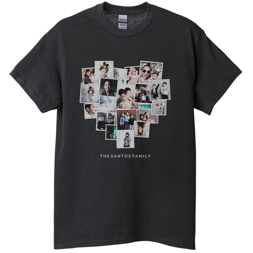 Tilted Heart Collage T-shirt, Adult (XXL), Black, Customizable front, White