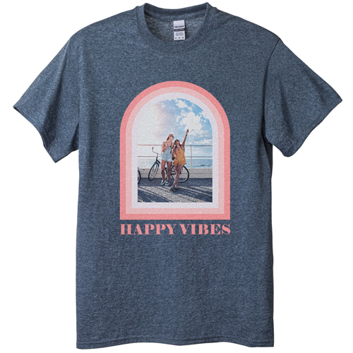 Boho Arch Border T-shirt, Adult (XXL), Gray, Customizable front, Pink