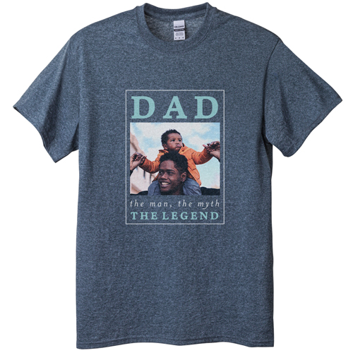 The Dad Legend T-shirt, Adult (XXL), Gray, Customizable front & back, Gray, silver