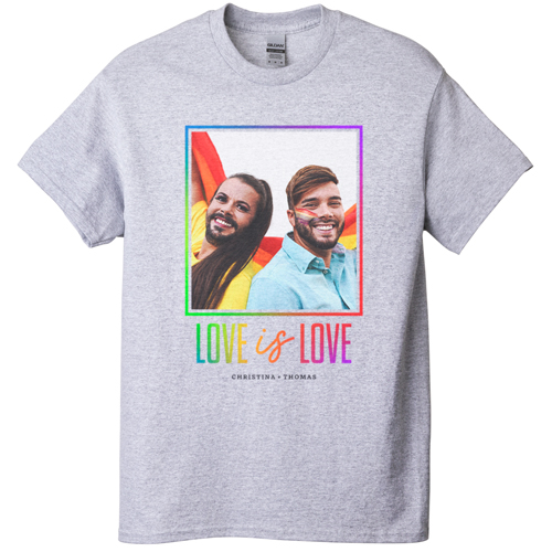 Love and Pride T-shirt, Adult (XXL), Gray, Customizable front & back, Black