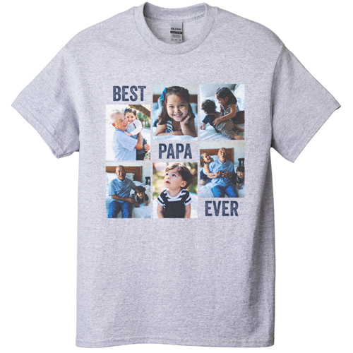 Gallery of Six T-shirt, Adult (XXL), Gray, Customizable front & back, White