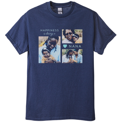 Happy Heart T-shirt, Adult (XXL), Navy, Customizable front & back, Blue